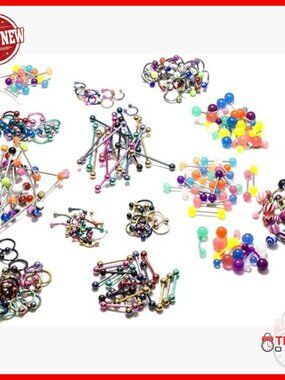 232 Piece Body Jewelry Lot Anodized Steel Acrylic 14G 16G Piercing